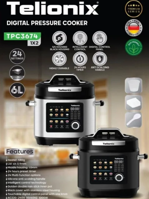 مولتی کوکر (زودپز برقی) دیجیتال تلونیکس مدل TPC3674. اصل با ضمانت و گارانتی